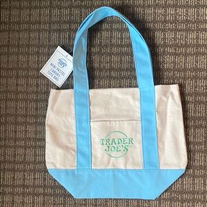 NWT Mini Trader Joe’s Pastel Canvas Tote. Blue - adorable!